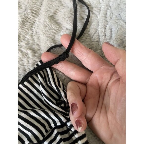 Loft Black and White Spaghetti Strap Tank Top With Ruffles Size Small - Picture 7 of 9